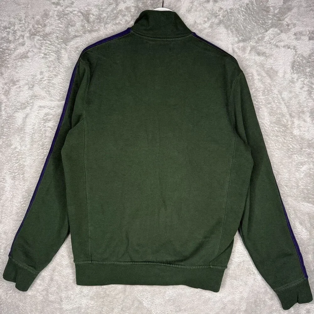 Polo Ralph Lauren Track Jacket Mens Medium Green Blue Stripe Full Zip Mock Neck